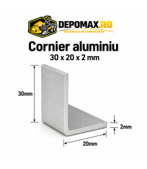 Cornier aluminiu 30 x 20 x 2 mm, 6 metri (EN AW-6060) Cornier aluminiu 30 x 20 x 2 mm, 6 metri (EN AW-6060)